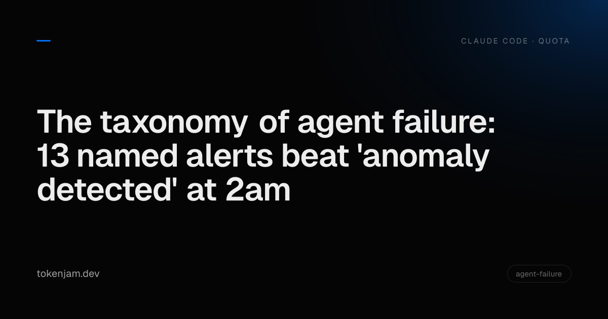 The taxonomy of agent failure: 13 named alerts beat 'anomaly detected' at 2am